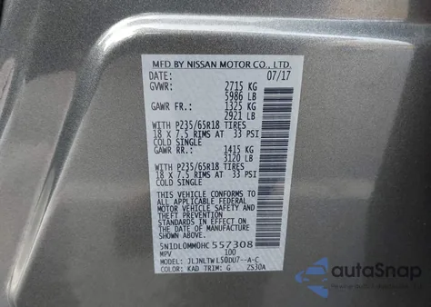 2017 Infiniti Qx60 from USA, damaged, VIN 5N1DL0MM0HC557308